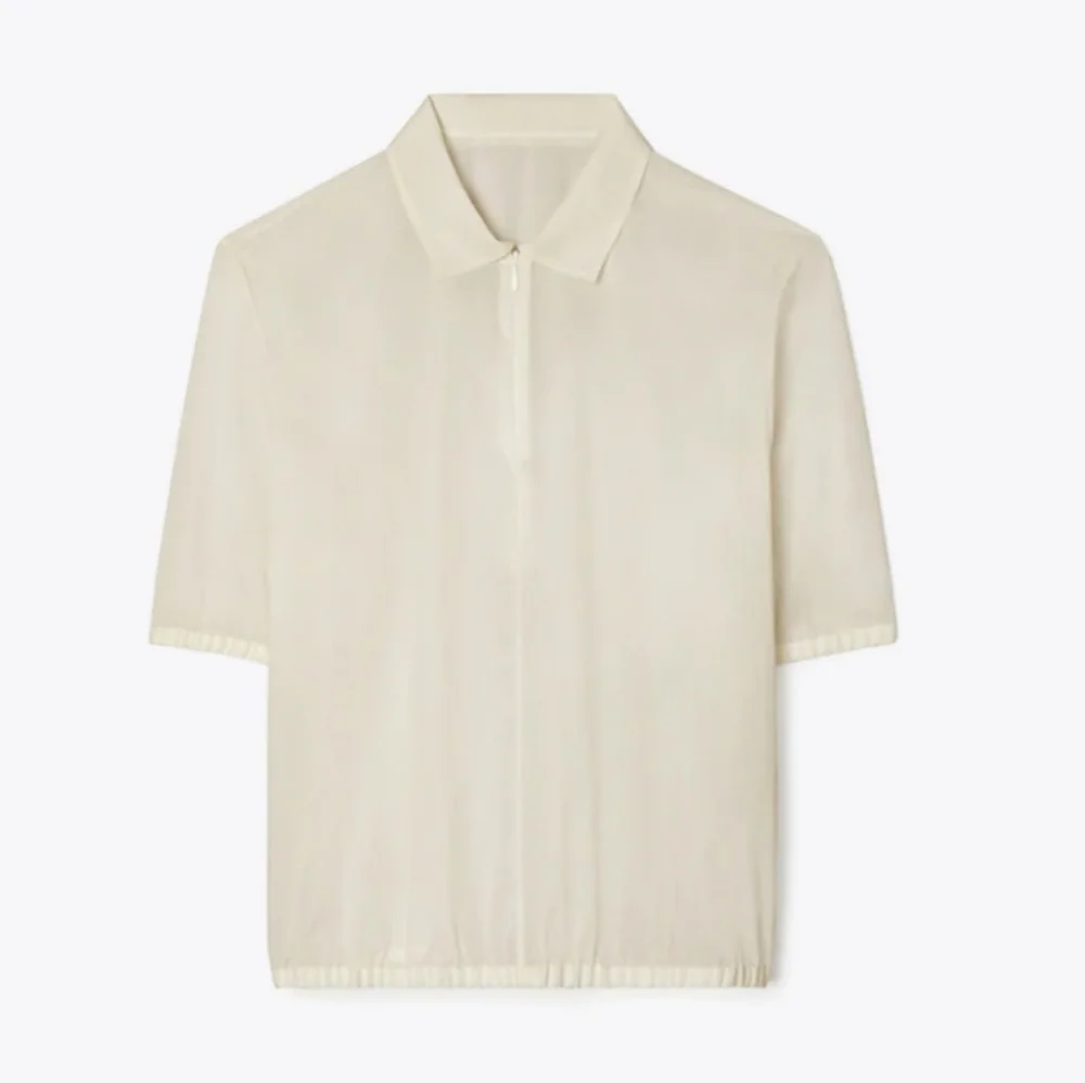 NWT Tory Burch Poplin Zip Polo